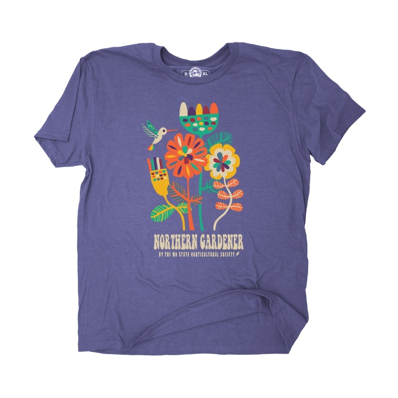 Product Description: 100% cotton, Unisex sizing, Custom screen printing by The Duck Company.</br></br>Orders are mailed directly to the purchaser.</br>Is your order a gift? Email us if you'd rather have us ship to your recipient. Don't forget to visit the holiday store to add a gift membership or subscription to create your own gift package!</br> Mod Flowers T-shirt (Purple)